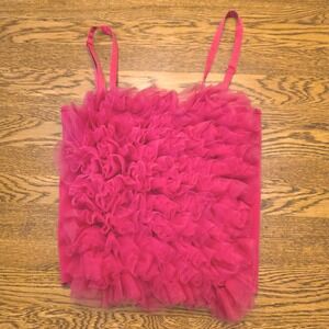 Versona Size Small Womens Hot Pink Ruffle Tulle Tank Top Blouse Date Night‎ Club